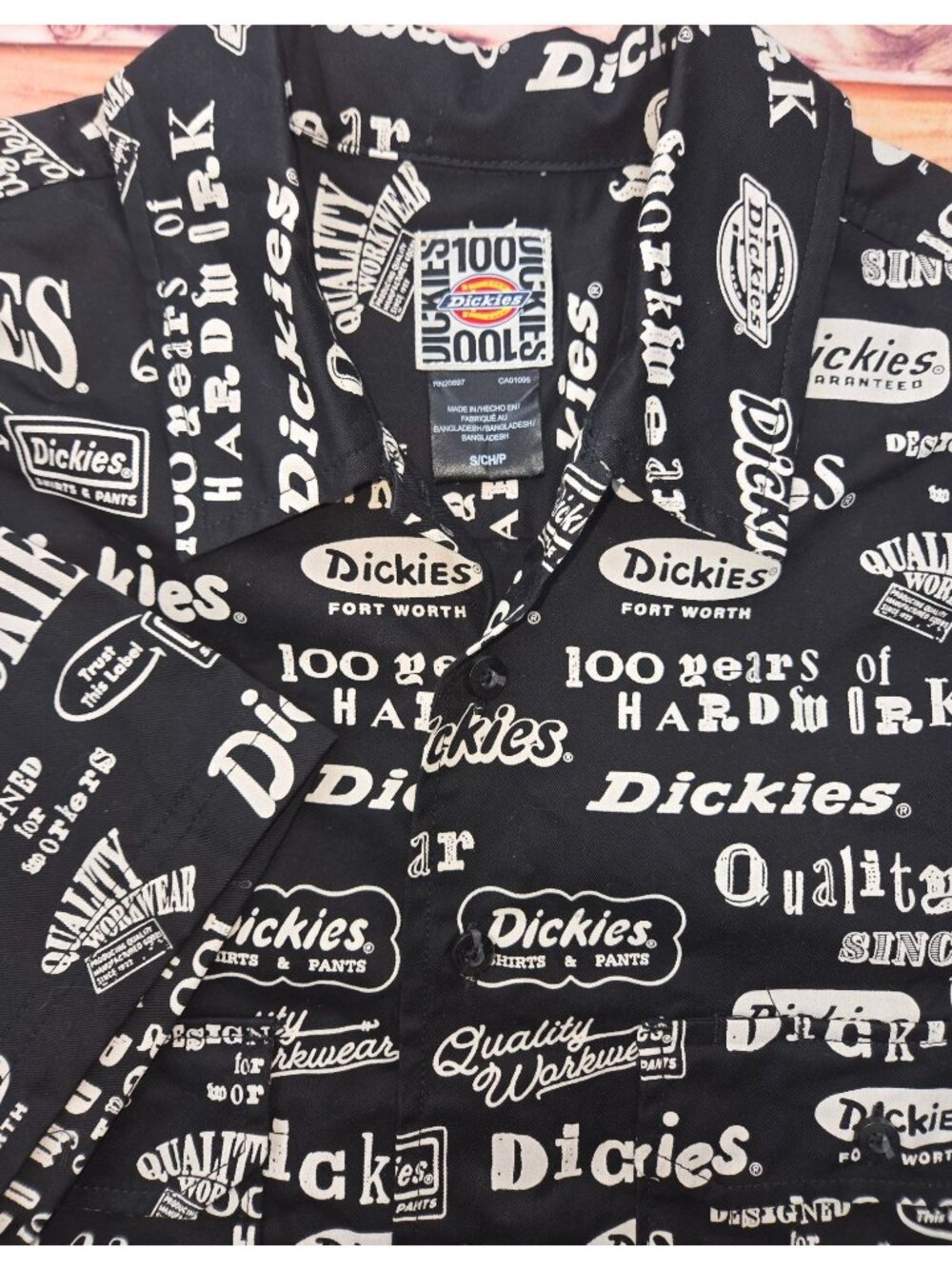 Dickies Mens Black Button-Up Shirt Size Small